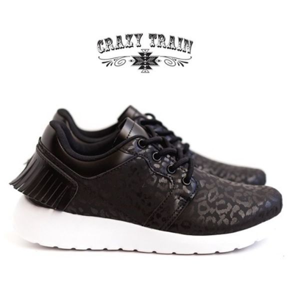 Leopard running shoes with fringe back - Picture 4 of 10